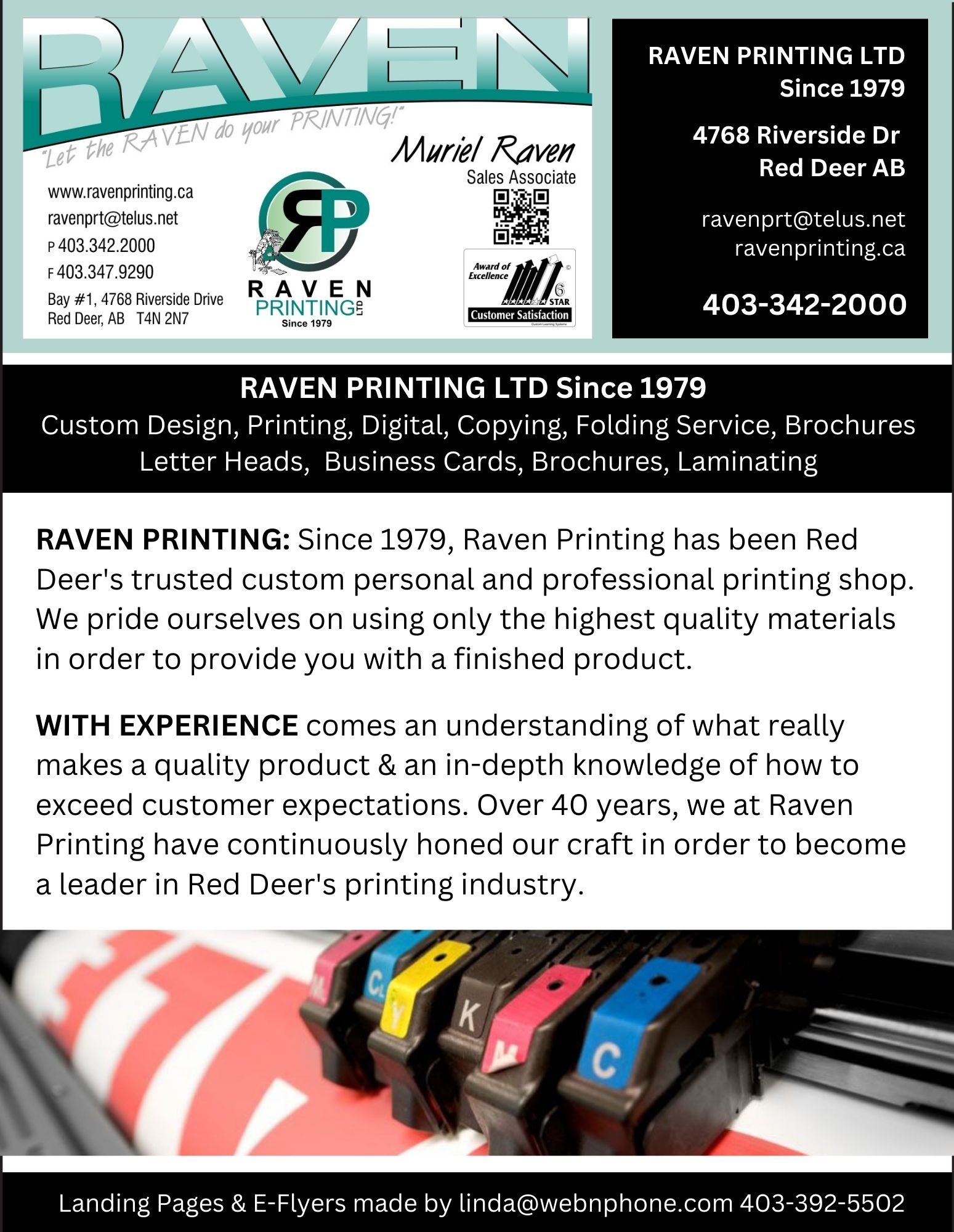 RAVEN PRINTING SERVICES 4033422000 Red Deer AB A Business