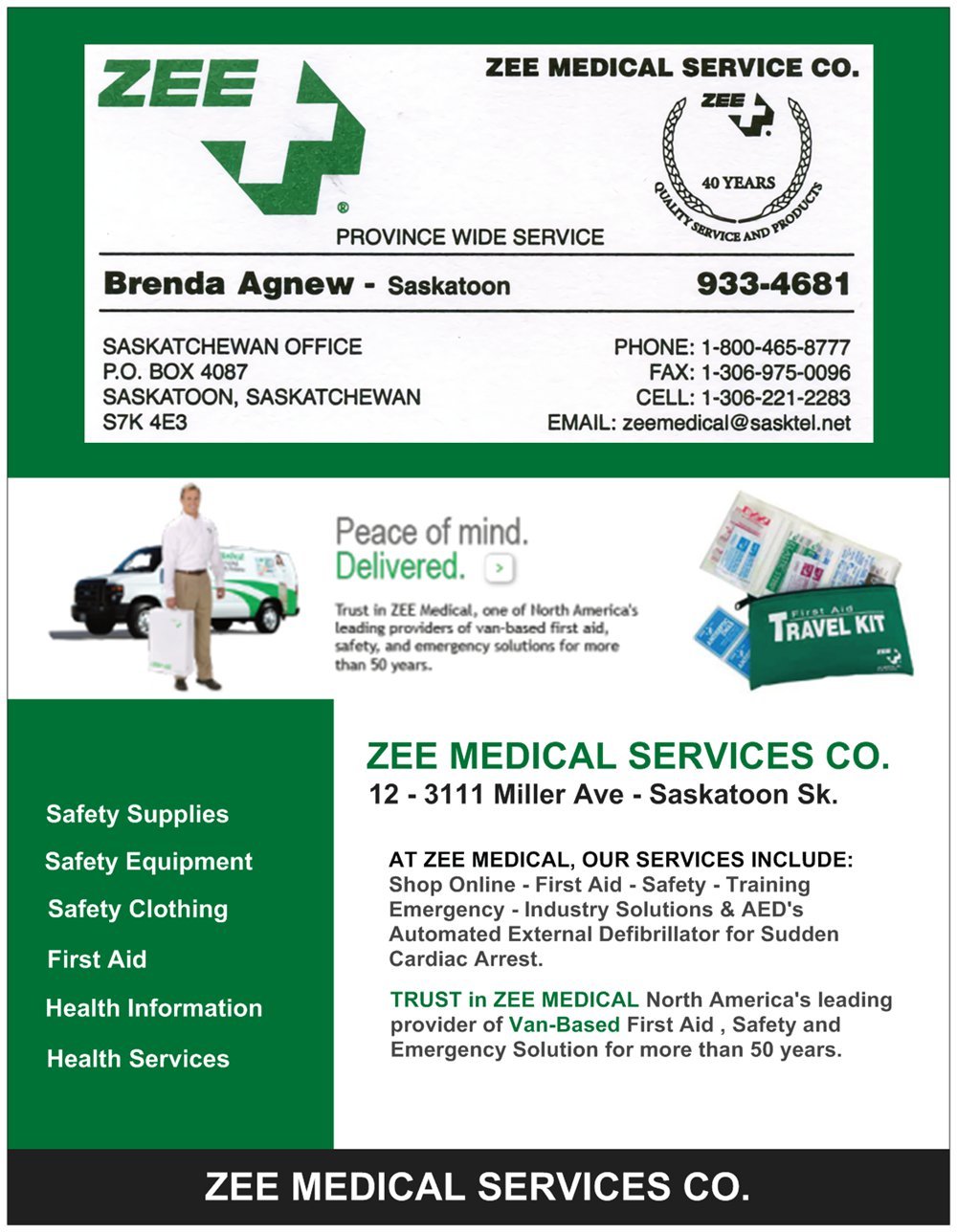 ZEE MEDICAL INC 3069334681 Saskatoon SK Webnphone Business