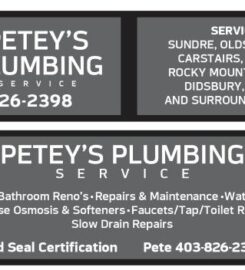 PETEY’S PLUMBING SERVICES 403-826-2398 Sundre AB